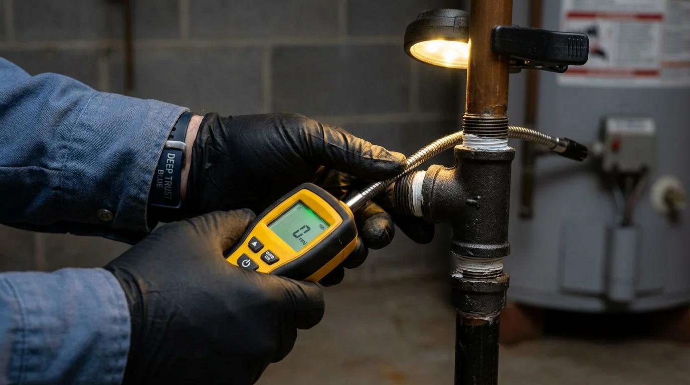 Gas leak detection with electronic sniffer by Johns Plumbing LLC in Dos Palos